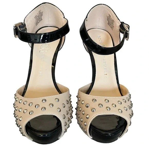 Rock & Republic Heels Studded Platform Vegan Patent Leather Kurttan Size 7 - Picture 2 of 8